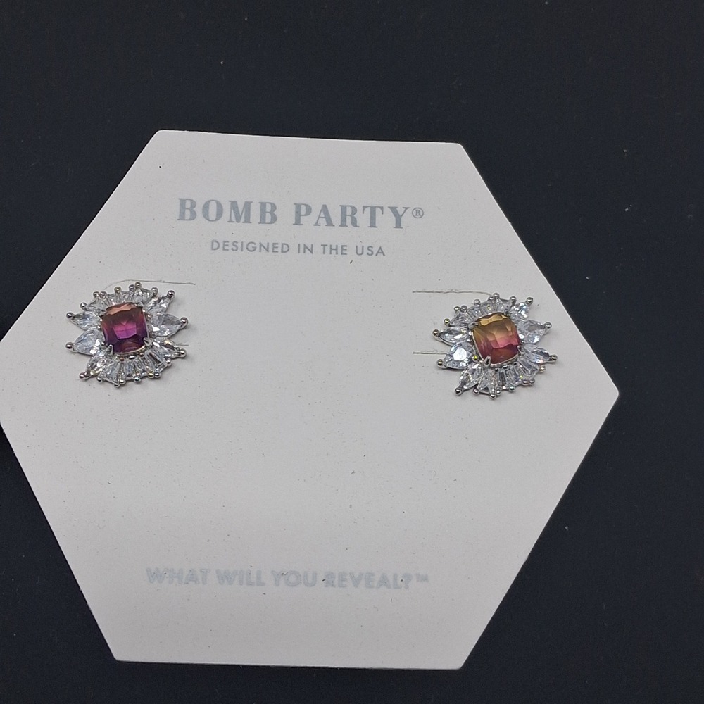 Bomb Party Sterling Club Bi-Color Tourmaline .925 Sterling Silver Studs RBP3984